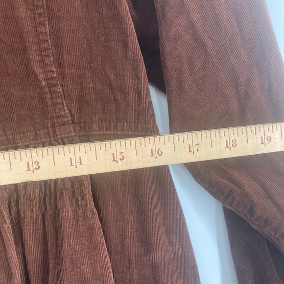 Fads Vintage Corduroy Velour Maxi Long Sleeve Dress Brown Country Western Small - Picture 13 of 13